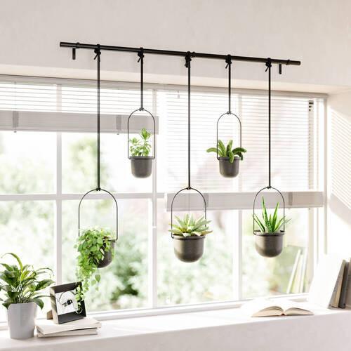 SADA NÁSTENNÝCH KVETINÁČOV TRIFLORA - čierna, Basics, kov/plast (18/94/137cm) - Umbra