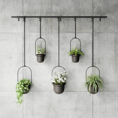 SADA NÁSTENNÝCH KVETINÁČOV TRIFLORA - čierna, Basics, kov/plast (18/94/137cm) - Umbra