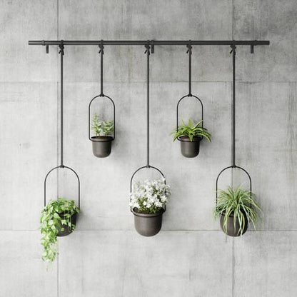SADA NÁSTENNÝCH KVETINÁČOV TRIFLORA - čierna, Basics, kov/plast (18/94/137cm) - Umbra