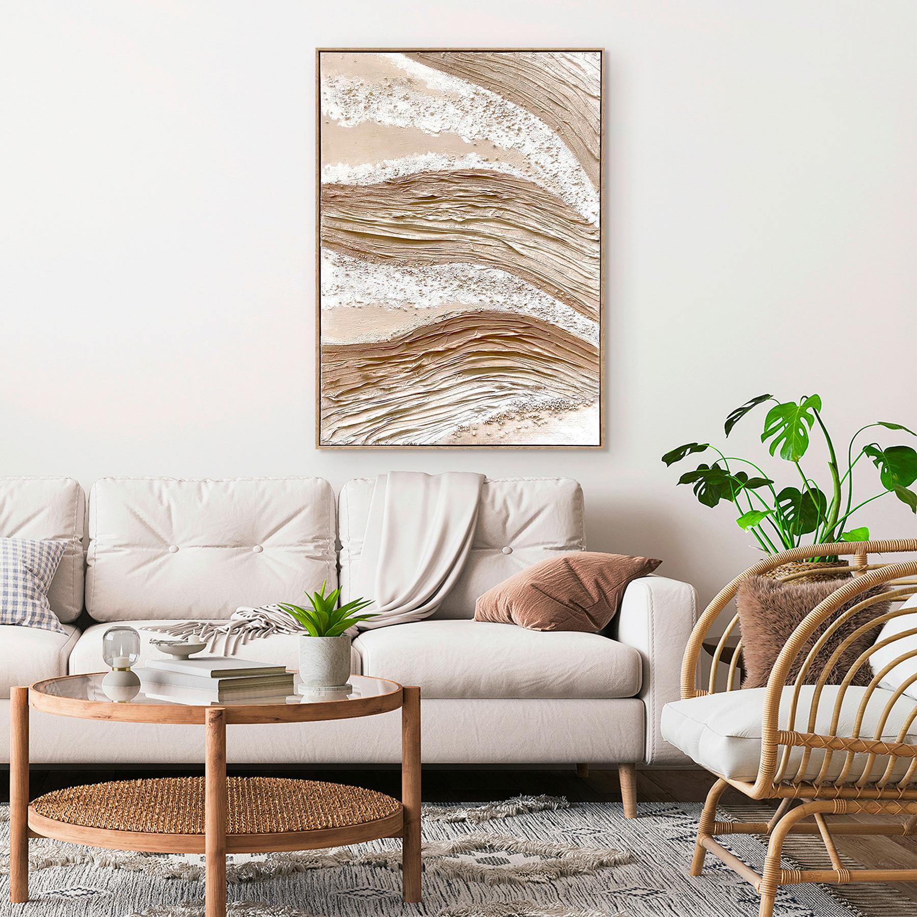 Obraz na plátne Denise 100/140cm - prírodná farba/béžová, Modern, drevo/textil (100/140cm) - Premium Living