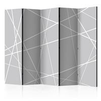 JEDNOSTRANNÝ PARAVÁN ABSTRAKTNÝ - sivobiela, Basics, drevo/textil (225/172/3cm) - artgeist