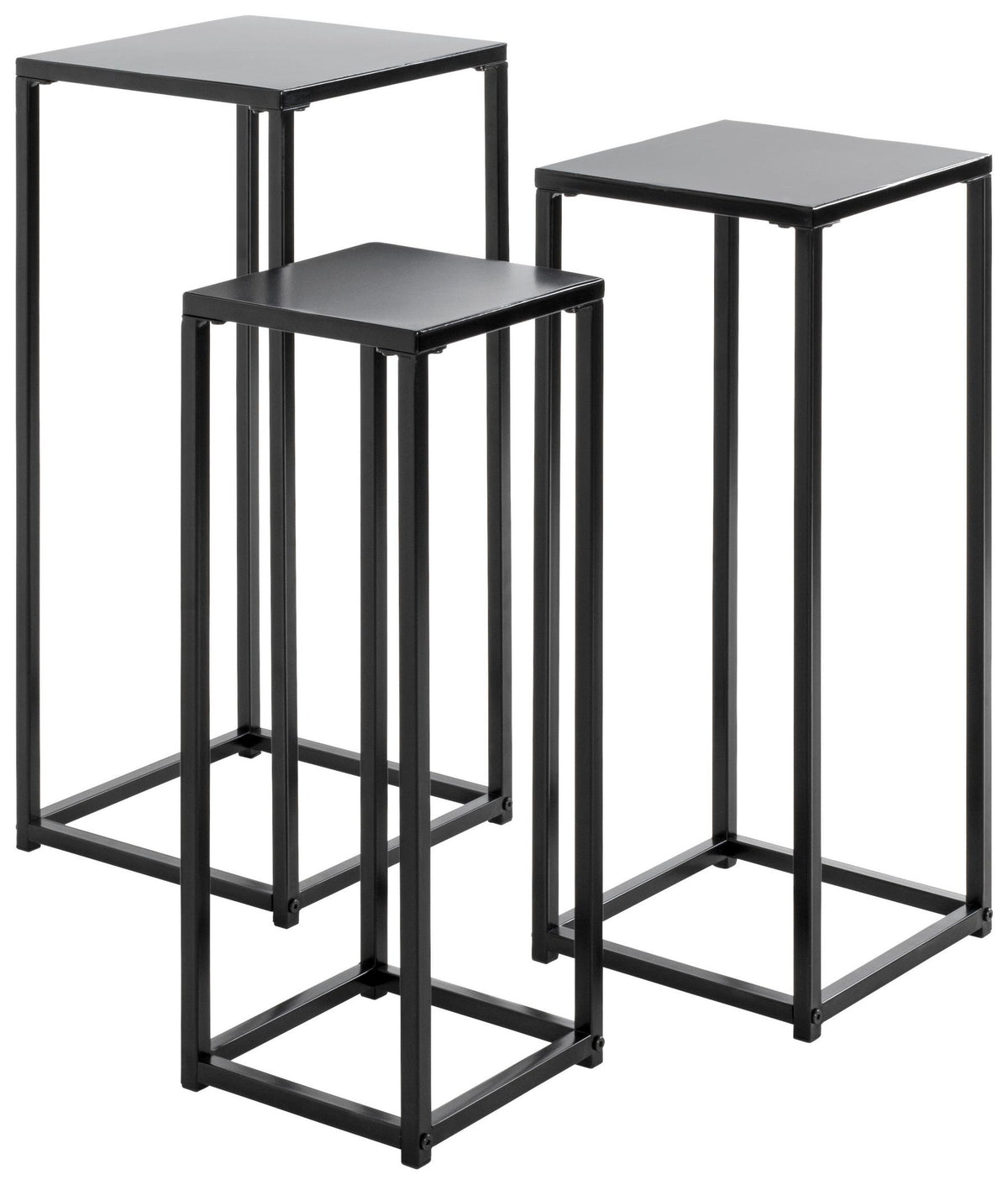 3-dielna sada stojanov na kvety Blackburn - čierna, Modern, kov (30/71/30cm)