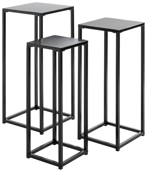 3-dielna sada stojanov na kvety Blackburn - čierna, Modern, kov (30/71/30cm)