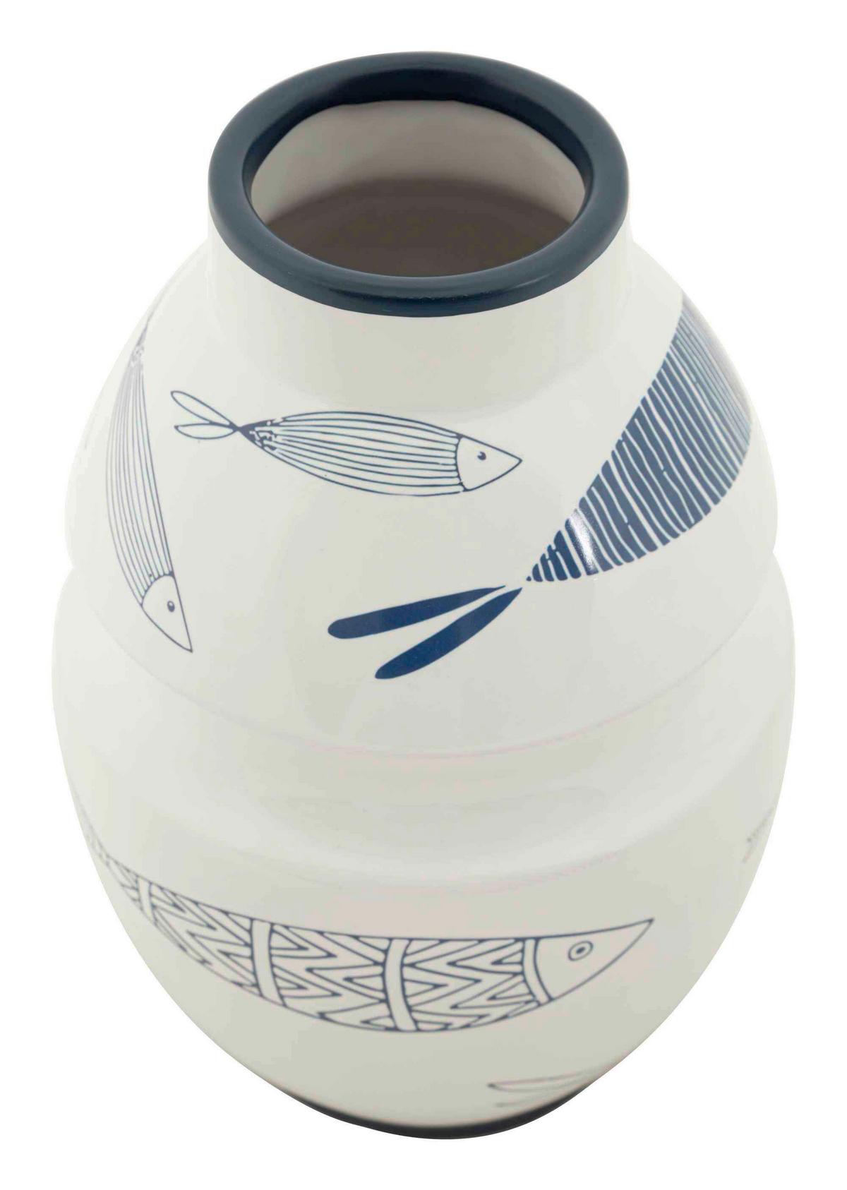 VÁZA VASE FISH - modrá/biela, Basics, keramika (15/24/15cm)