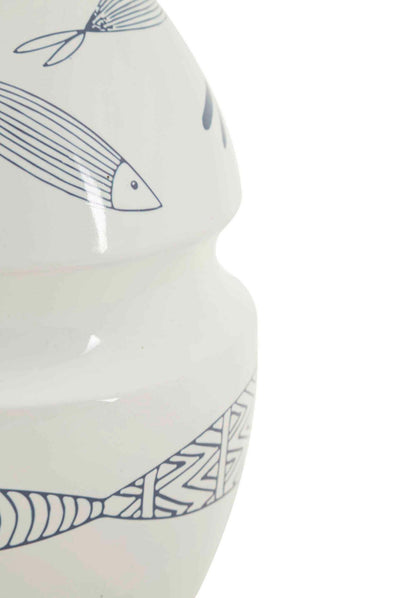 VÁZA VASE FISH - modrá/biela, Basics, keramika (15/24/15cm)
