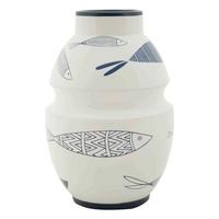 VÁZA VASE FISH - modrá/biela, Basics, keramika (15/24/15cm)