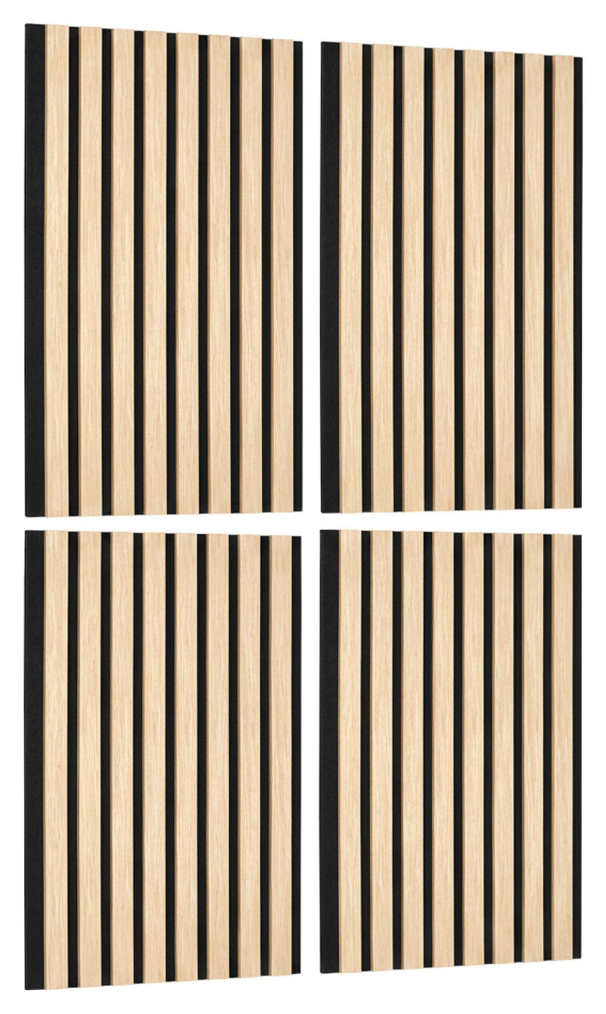 Akustický panel, dub bianco, 4 ks/sada - dub bianco, Modern, drevo/kompozitné drevo (60,5/28/1,2cm) - Mömax