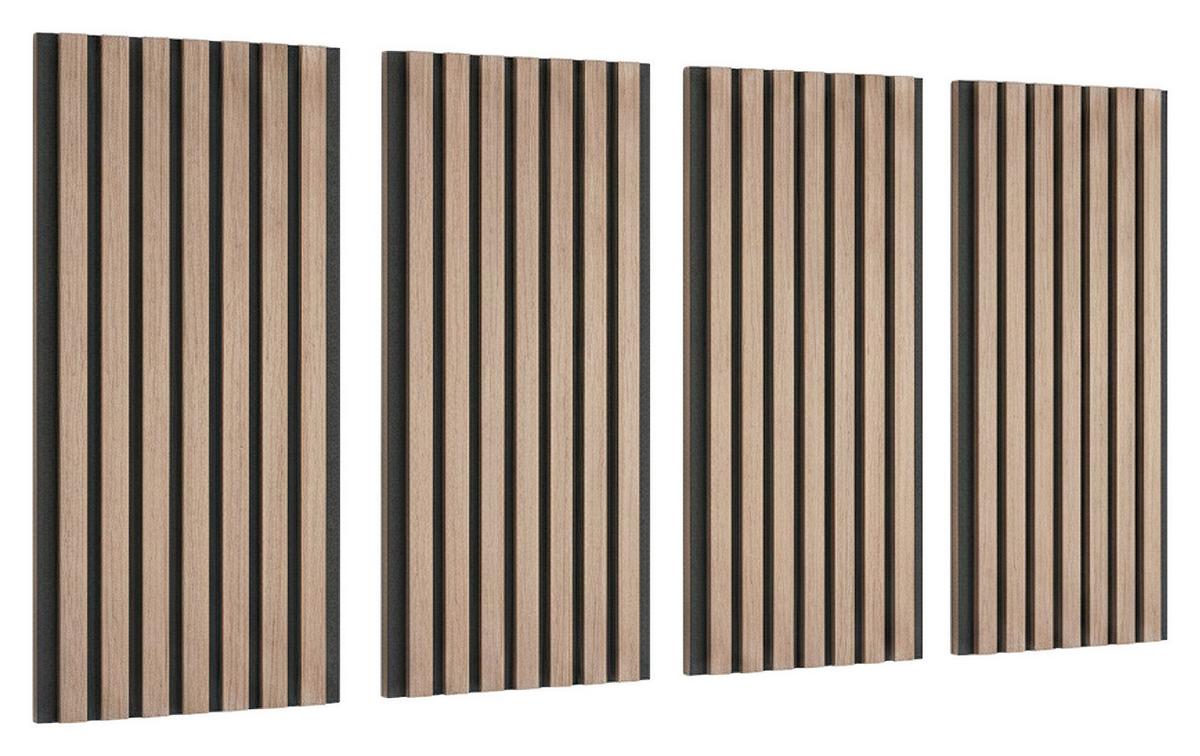 Akustický panel farba orech, 4 ks/sada - farba vlašského orecha, Modern, drevo/kompozitné drevo (60,5/28/1,2cm) - Mömax