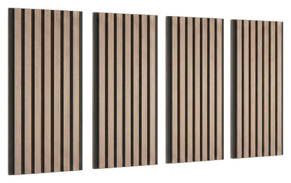 Akustický panel farba orech, 4 ks/sada - farba vlašského orecha, Modern, drevo/kompozitné drevo (60,5/28/1,2cm) - Mömax