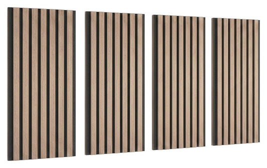 Akustický panel farba orech, 4 ks/sada - farba vlašského orecha, Modern, drevo/kompozitné drevo (60,5/28/1,2cm) - Mömax