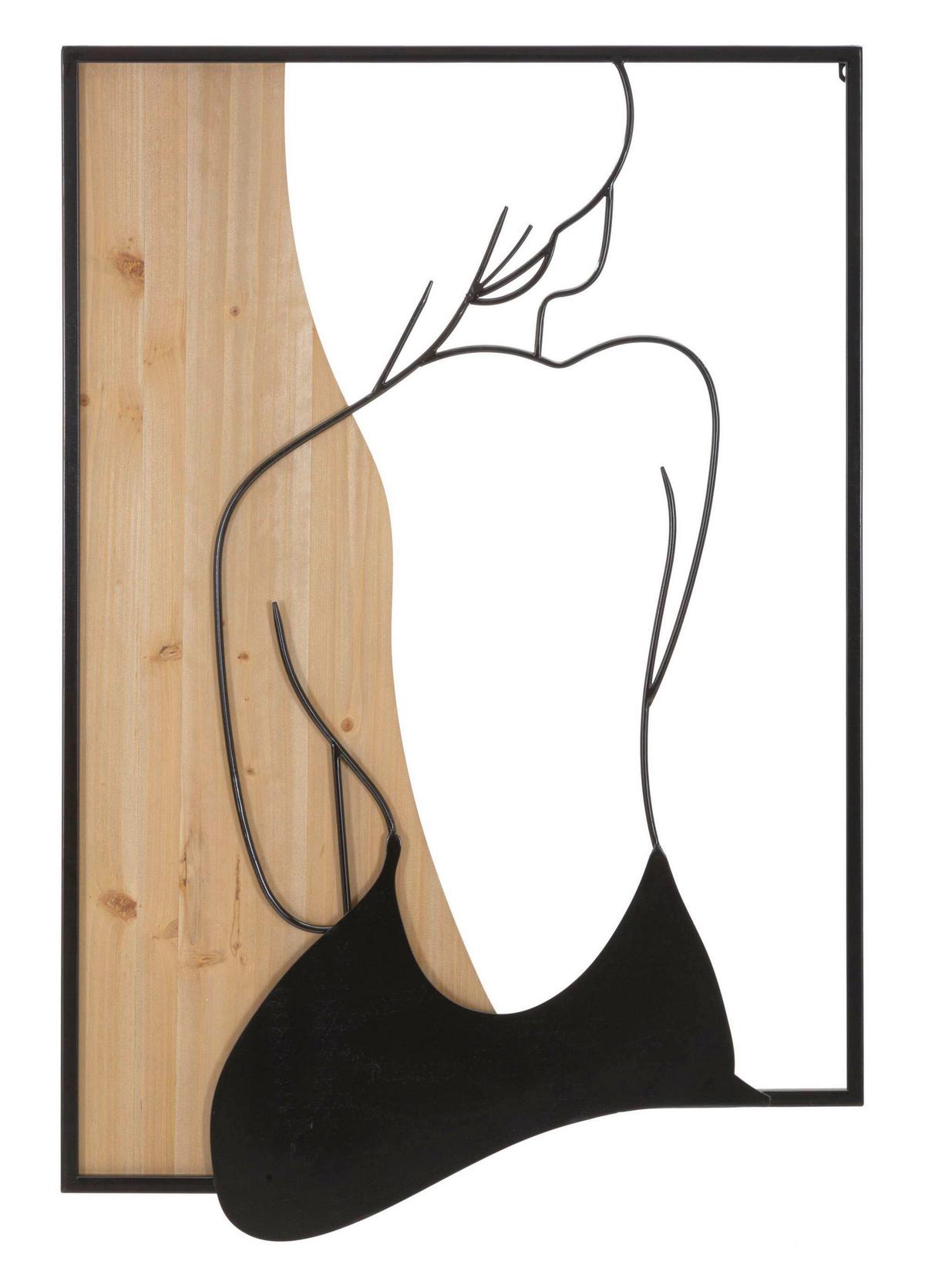 NÁSTENNÁ DEKORÁCIA IRON AND W - čierna/prírodná farba, Basics, kov/kompozitné drevo (60/90/2cm)