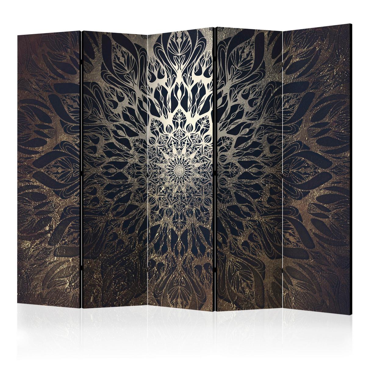 JEDNOSTRANNÝ PARAVÁN HDE-PARAVENT1089J - hnedá/tmavomodrá, Basics, drevo/textil (225/172/3cm) - artgeist
