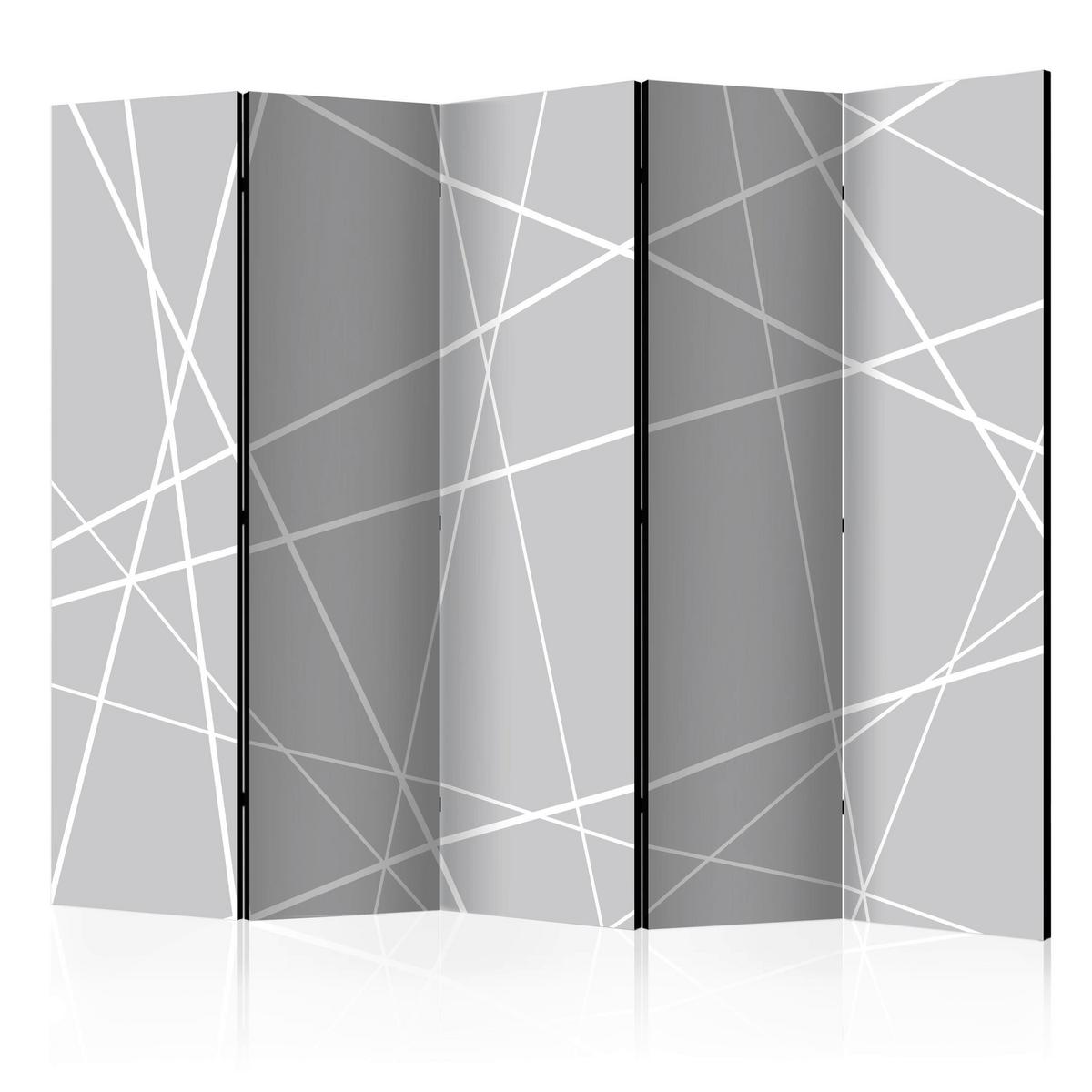 JEDNOSTRANNÝ PARAVÁN ABSTRAKTNÝ - sivobiela, Basics, drevo/textil (225/172/3cm) - artgeist