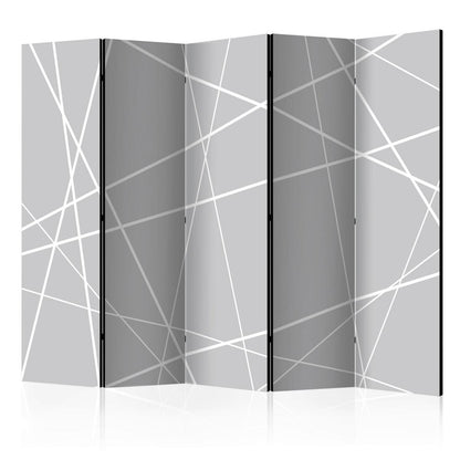 JEDNOSTRANNÝ PARAVÁN ABSTRAKTNÝ - sivobiela, Basics, drevo/textil (225/172/3cm) - artgeist