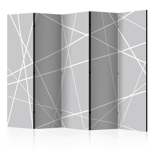 JEDNOSTRANNÝ PARAVÁN ABSTRAKTNÝ - sivobiela, Basics, drevo/textil (225/172/3cm) - artgeist