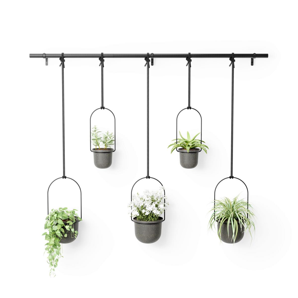 SADA NÁSTENNÝCH KVETINÁČOV TRIFLORA - čierna, Basics, kov/plast (18/94/137cm) - Umbra