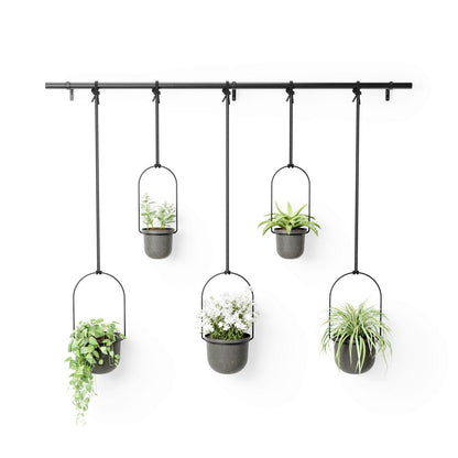 SADA NÁSTENNÝCH KVETINÁČOV TRIFLORA - čierna, Basics, kov/plast (18/94/137cm) - Umbra