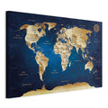 OBRAZ NA PLÁTNE WORLD MAP:THE DARK BLUE DEPTHS - modrá/béžová, Basics, kompozitné drevo/textil (60/40/1,2cm) - artgeist
